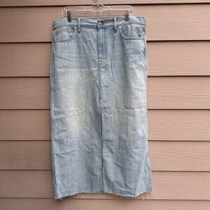 Madewell Denim Skirt Womens High Waist Front Slit Maxi Long Skirt Sz 32 (A24)